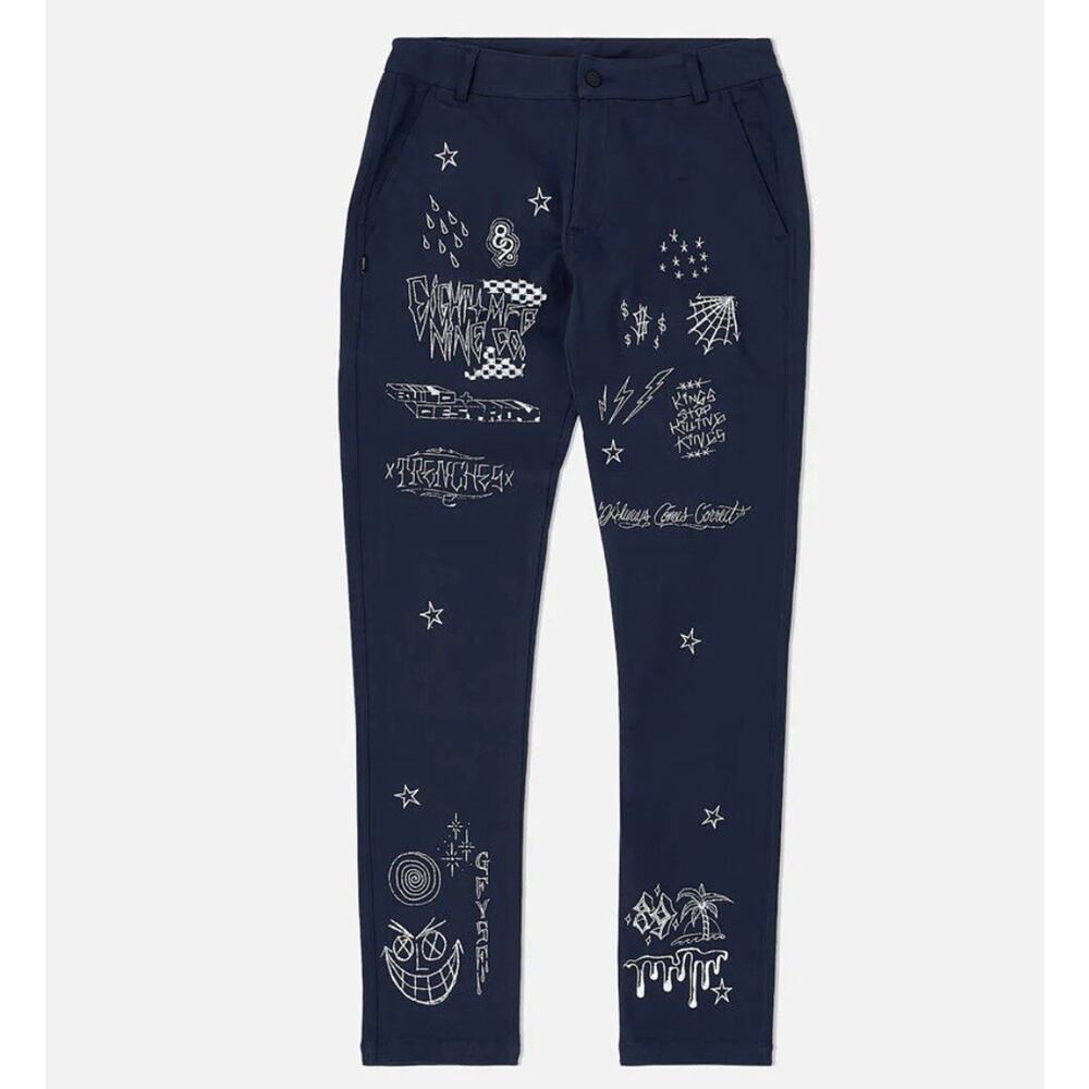 8&9 SCRIBBLEZ WORK PANTS NAVY